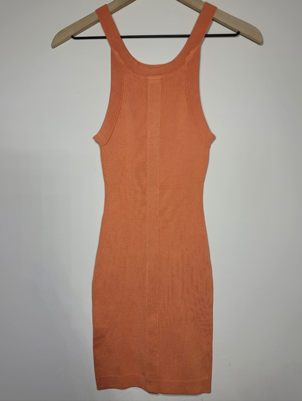 BCBG Max Azria 79% Silk Vintage Mini Dress Burnt Orange Bodycon Lux 90s Sz M Y2K